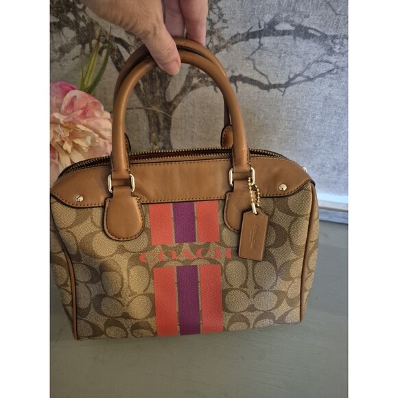 COACH F38312 VARISTY STRIPE MINI BENNETT SATCHEL X-BODY Purse Bag - Picture 15 of 16